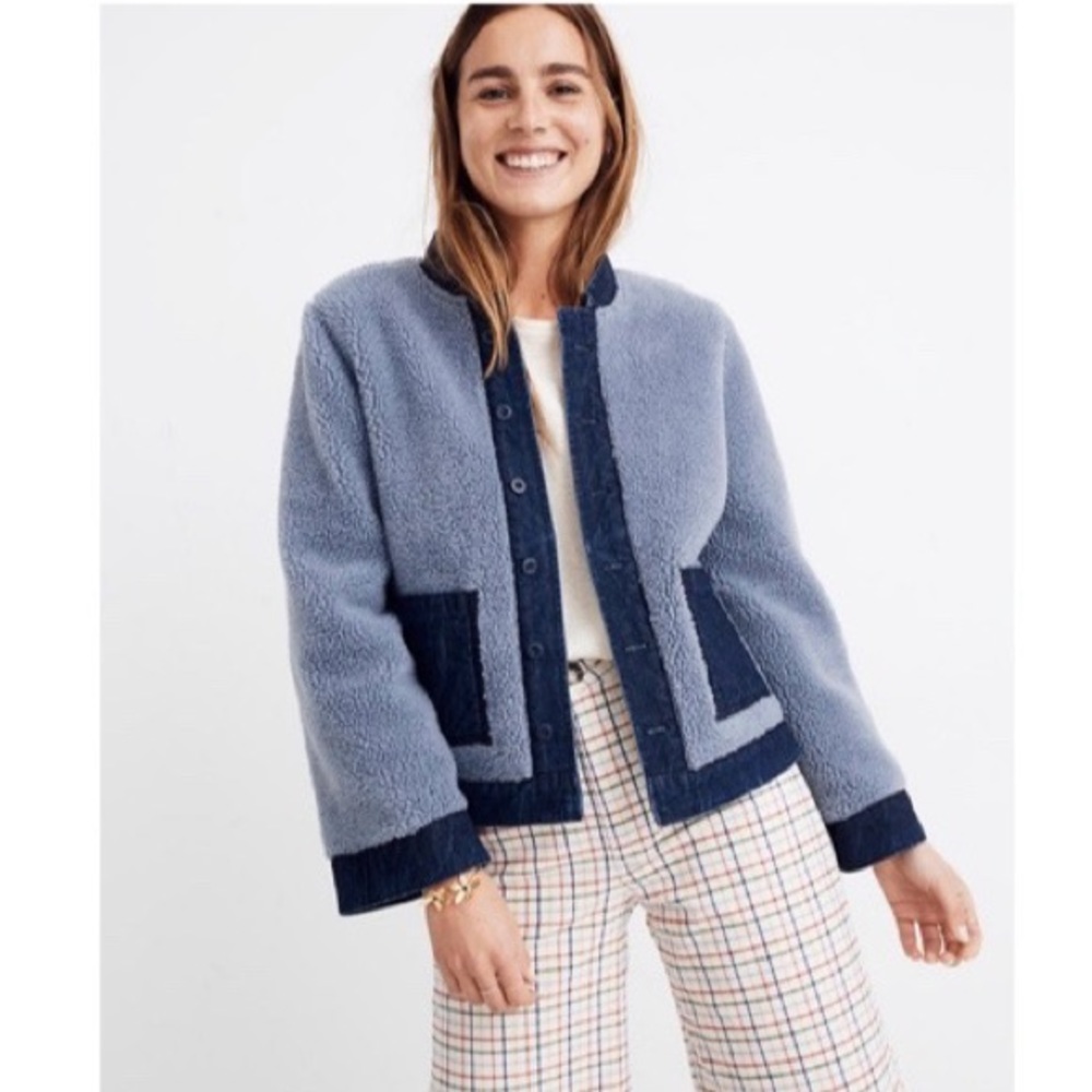 Madewell Reversible Sherpa Jean Jacket Size Small - Picture 2 of 8